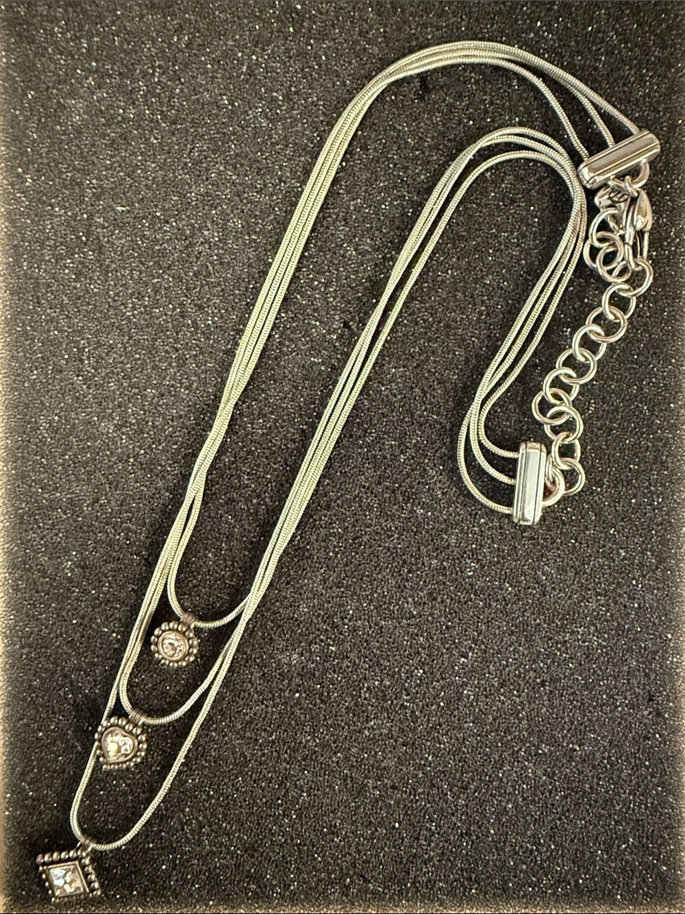 Brighton Silver Layered Necklace with Crystal Charms - Women Jewelry